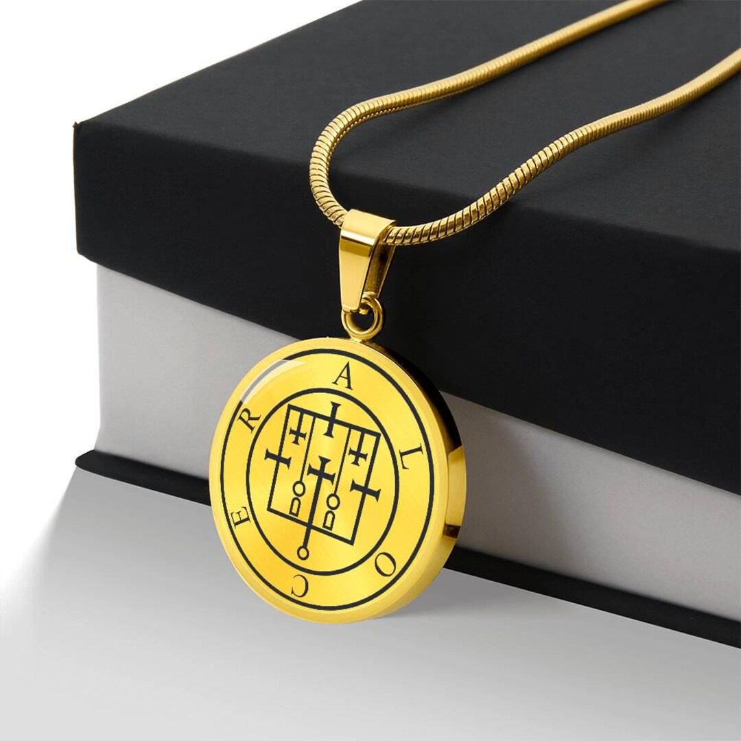 Alocer Sigil Pendant Necklace, Goetia Spirit Talisman, Stainless Steel ...