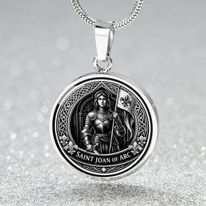 Saint Joan of Arc Pendant Necklace, 18k Gold Finish, Christian Soldier Jewelry image 13
