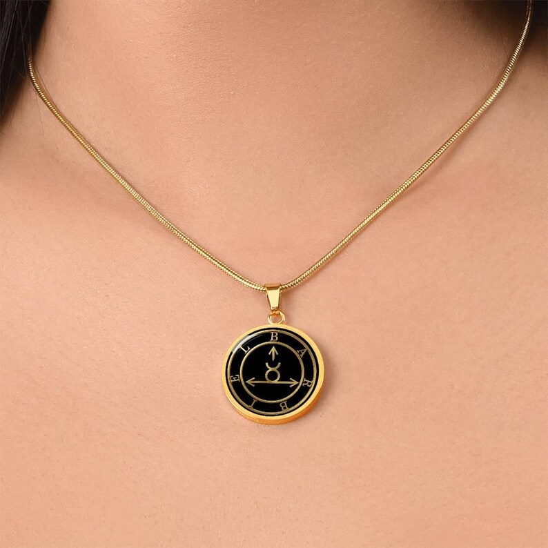 Barbiel Sigil Necklace, Angelic Talisman Pendant, Stainless Steel 18k Gold Finish image 3