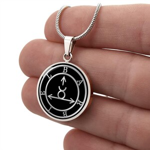 Barbiel Sigil Necklace, Angelic Talisman Pendant, Stainless Steel 18k Gold Finish image 13