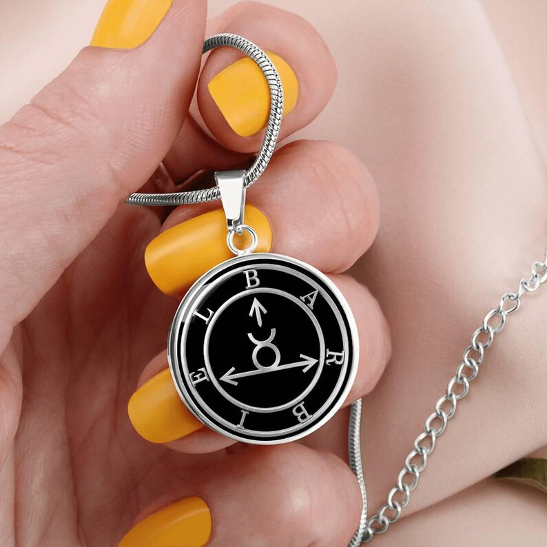 Barbiel Sigil Necklace, Angelic Talisman Pendant, Stainless Steel 18k Gold Finish image 6
