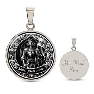 Saint Joan of Arc Pendant Necklace, 18k Gold Finish, Christian Soldier Jewelry image 7