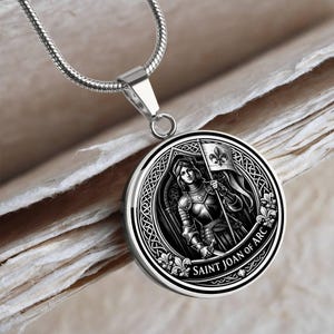 Saint Joan of Arc Pendant Necklace, 18k Gold Finish, Christian Soldier Jewelry image 5