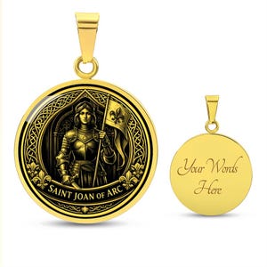 Saint Joan of Arc Pendant Necklace, 18k Gold Finish, Christian Soldier Jewelry image 6