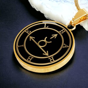 Barbiel Sigil Necklace, Angelic Talisman Pendant, Stainless Steel 18k Gold Finish image 18