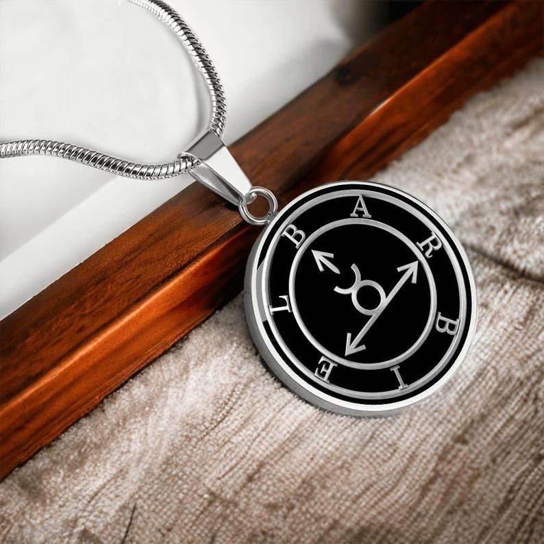 Barbiel Sigil Necklace, Angelic Talisman Pendant, Stainless Steel 18k Gold Finish image 19