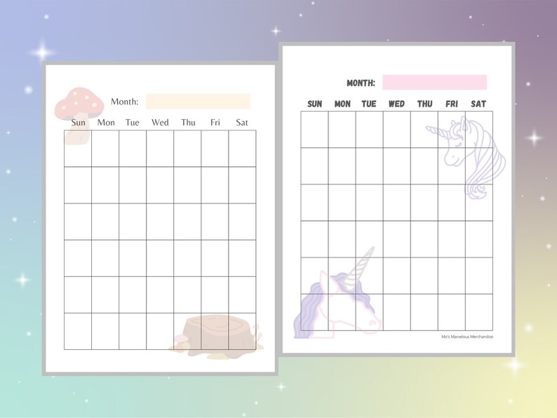 Blank Printable Monthly Fantasy Calendar Pack - Etsy