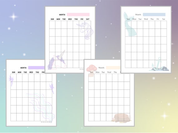 Blank Printable Monthly Fantasy Calendar Pack - Etsy