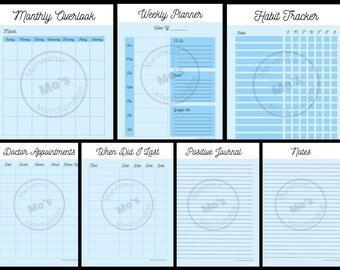 Printable Monthly Planner Blue Sky / Blank Desk Calendar / - Etsy