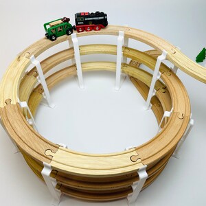 8 Adaptadores De Madera De 3 Niveles Para Vías De Tren, Compatibles Con Brio, Playtive Y Lillabo, Fabricados En PLA Orgánico