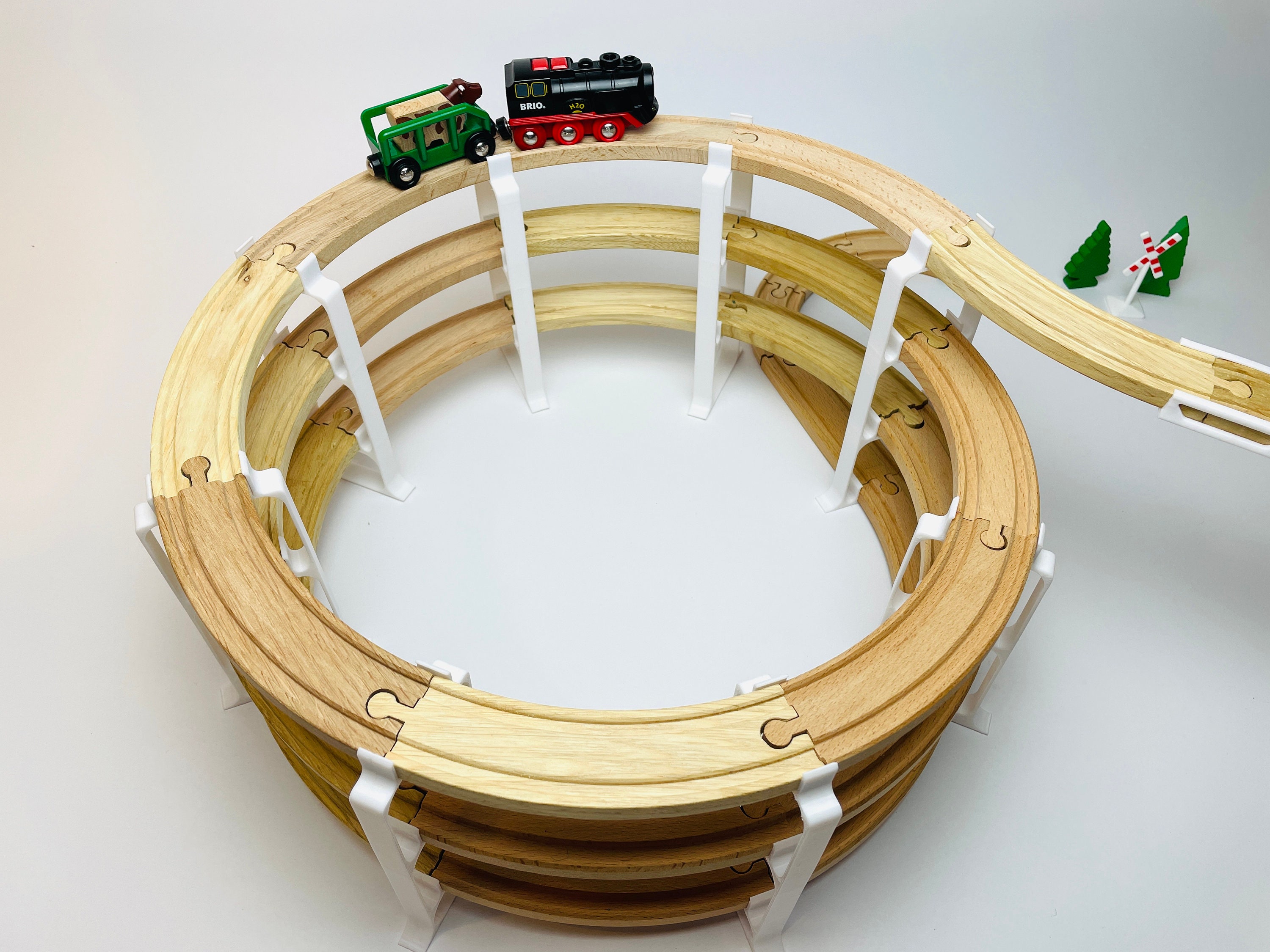 3 storey Spiral Bridge Wooden Rail Compatible With Brio Playtive Lillabo 8 Pieces Without Wooden Rails and Decoration Etsy