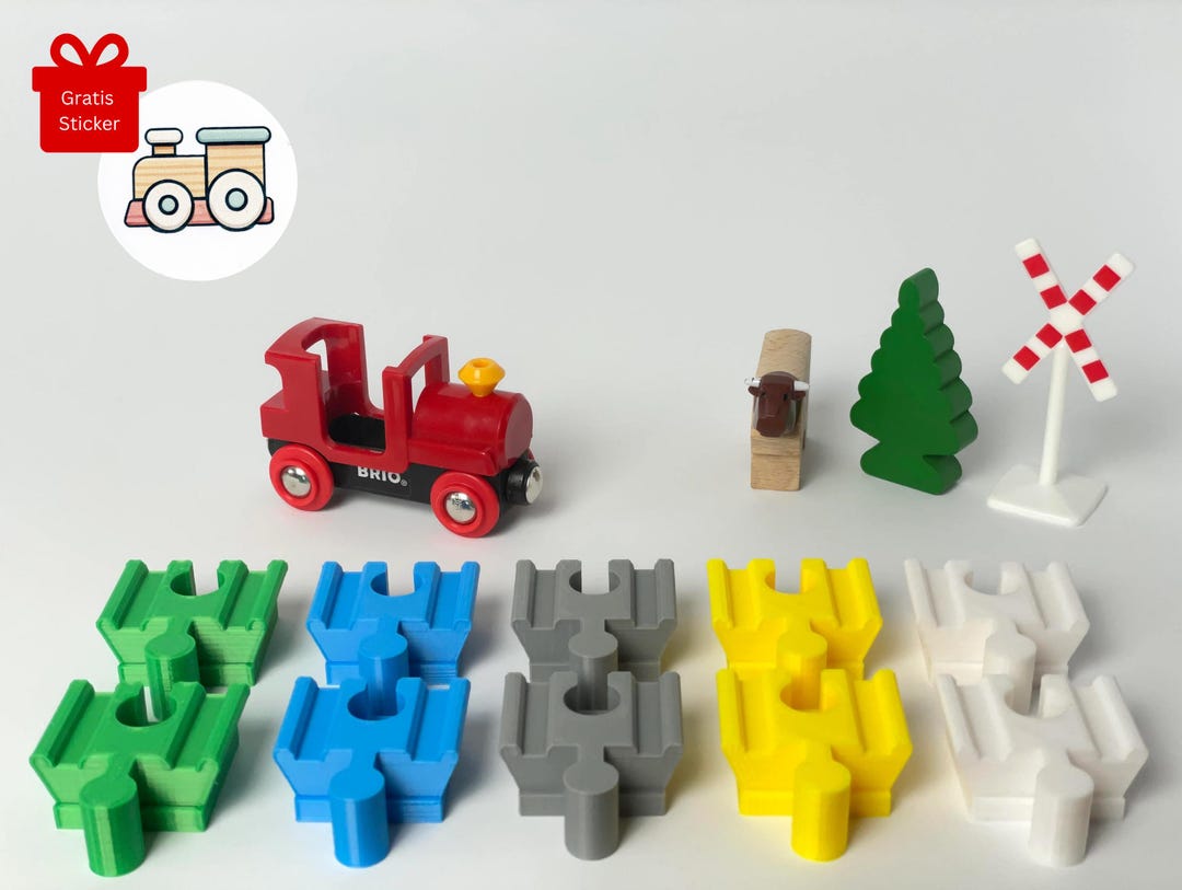 10 Adapter Wooden Track Building Blocks Compatible With Duplo / Brio ...