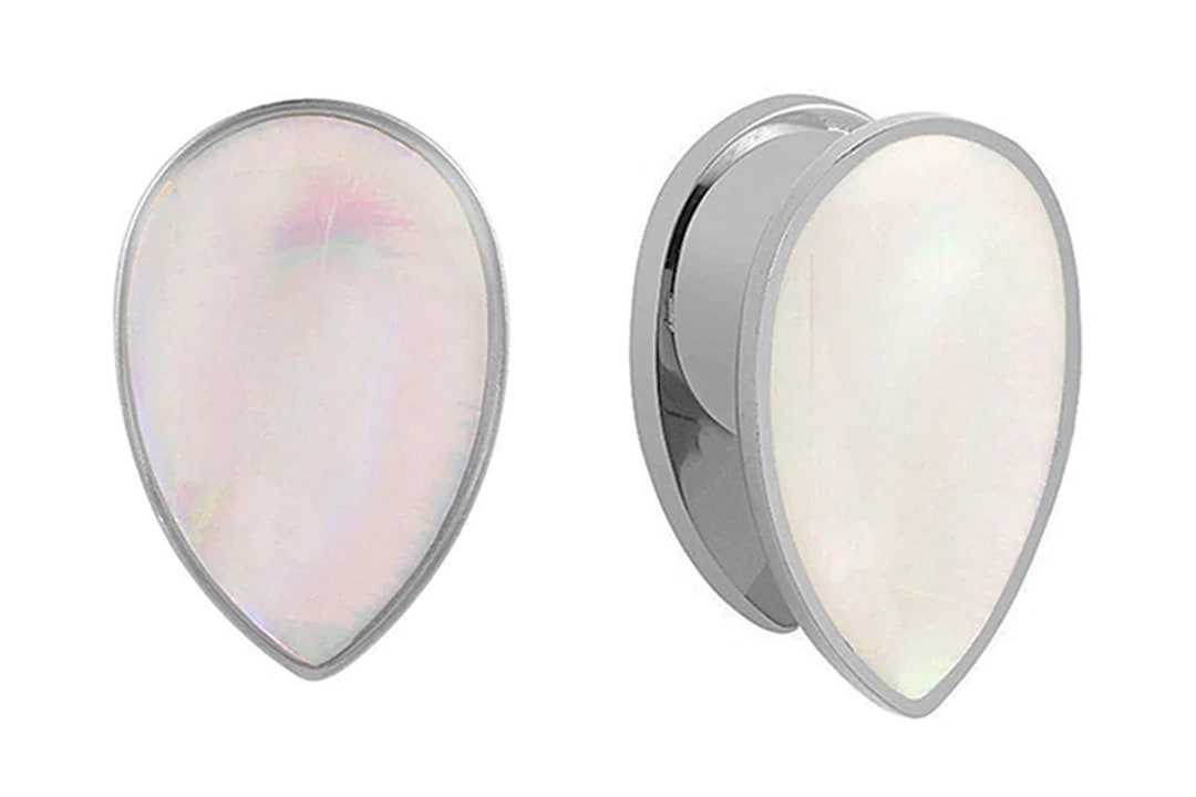 PAIR Teardrop Facade Pearl Ear Plugs Gauges Tunnels Etsy