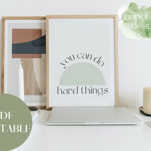 Mental Health Print | &quot;You Can Do Hard Things&quot; Print | Printable Mental Health Art | Mental Health Poster Download | Self Care Wall Art