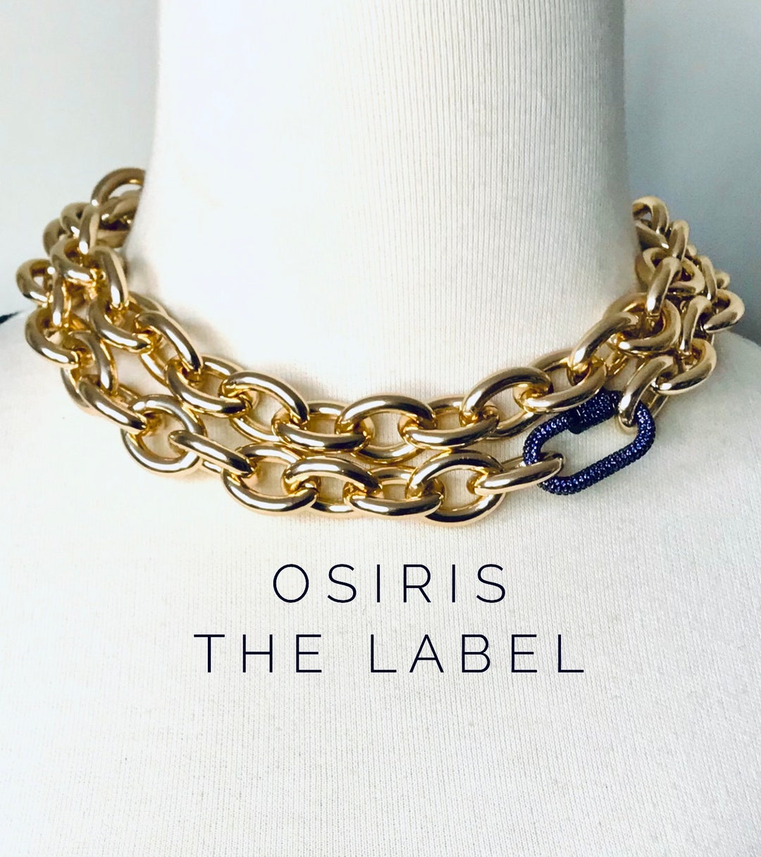 Long Chunky Gold Link Necklace Statement Italian Gold Link Jewellery Long Double Wrap Chain