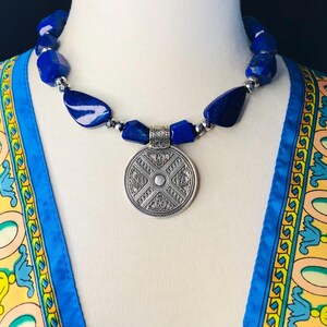 Vintage Egyptian Pendant Necklace + Afghanistan Lapis Lazuli Necklace + Lapis Lazuli Silver Pyrite Necklace + Egyptian Pendant Jewellery