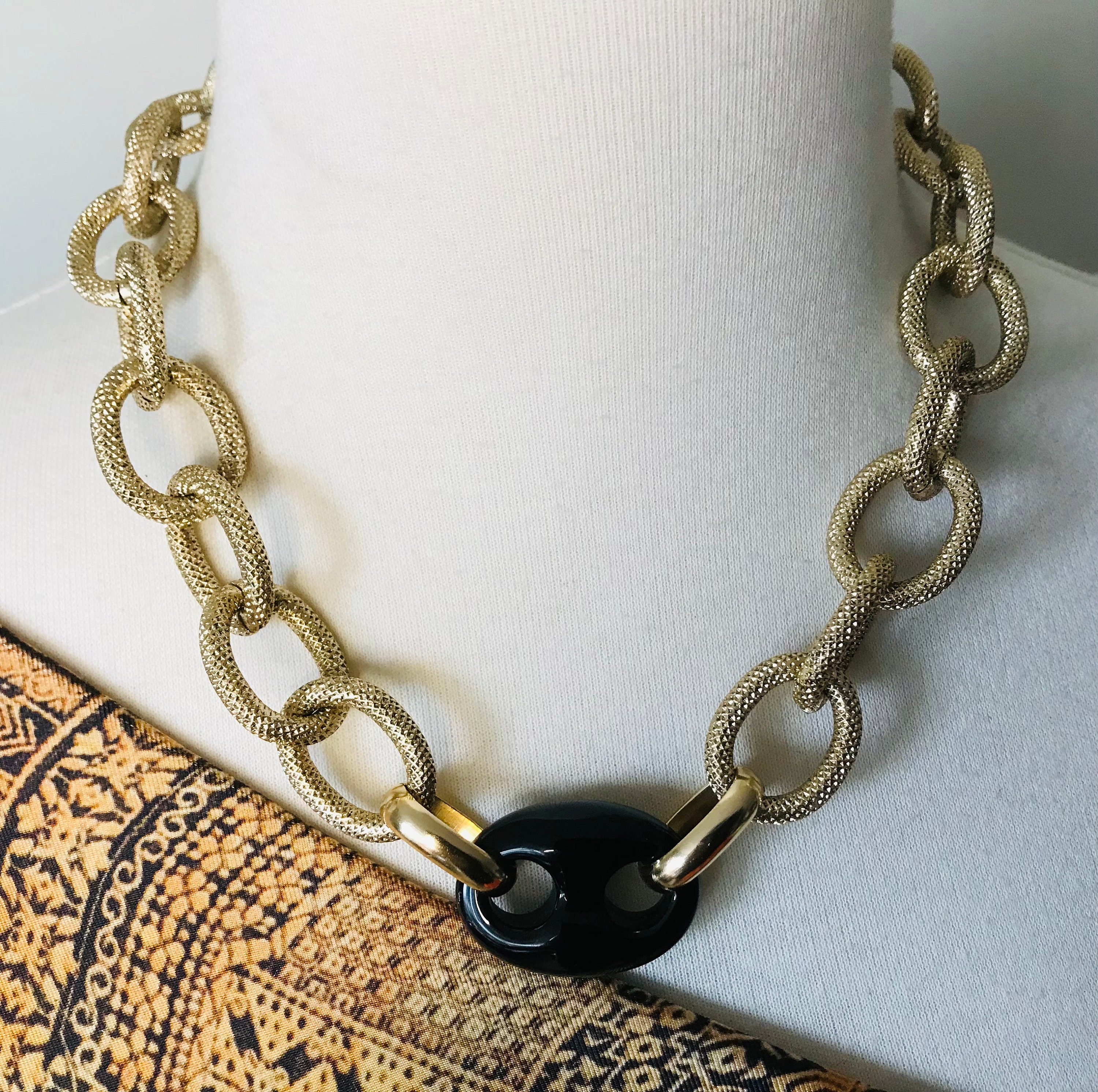 Black Onyx Chunky Chain Choker+ Genuine Onyx Jewellery +