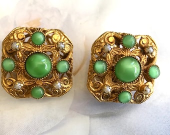 Vintage Clip On Earrings + Fabulous 1950’s Gold Clip On Earrings + Ornate Vintage Lever Back Earrings + Retro Jewellery + Rare Vintage Find