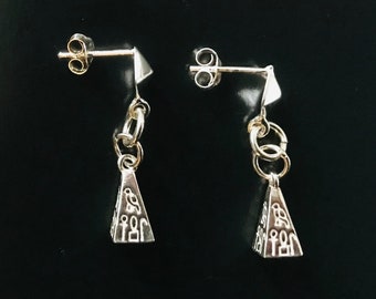 Orecchini Da Donna A Forma Di Piramide Quadrata In Argento