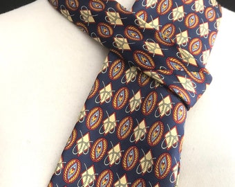 Vintage John Comfort zijden stropdas: marineblauwe retro designer stropdas