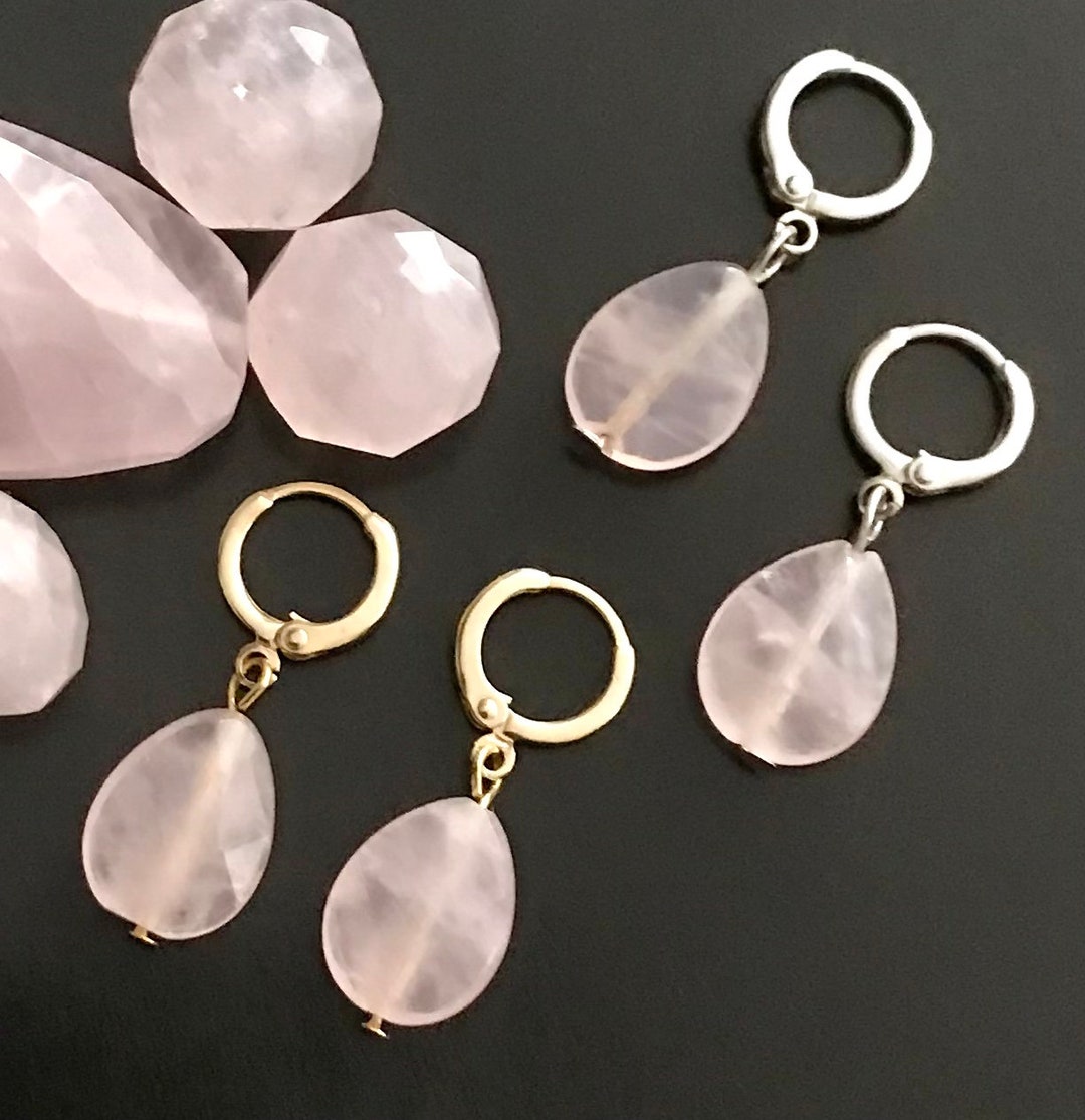 Celestial Rose Quartz Huggies 18KT YGP main image 1