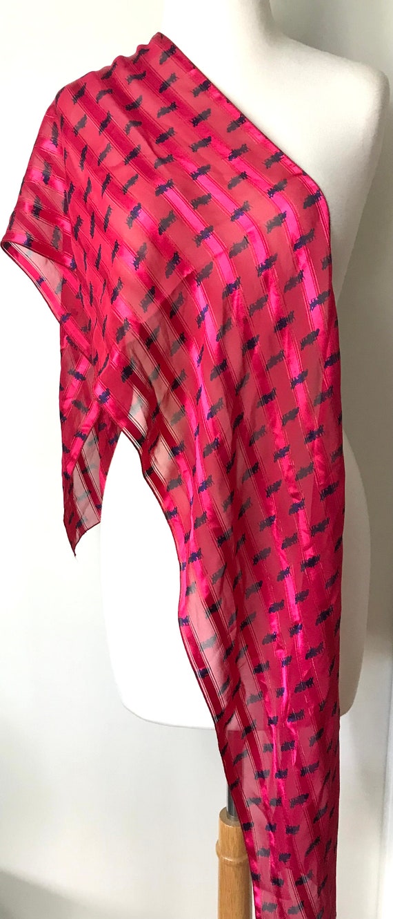 Vintage Hot Pink Coach and Horses Silk Scarf + Sil