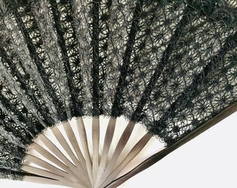 Black Lace Hand Fan + Vintage Style Lace Hand Fan + Elegant Hand Fan Made in Italy + Folding Bamboo Lace Hand Fan