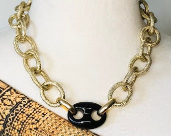 Black Onyx Chunky Chain Choker+ Genuine Onyx Jewellery +