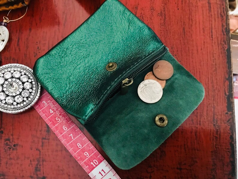 Genuine Leather Metallic Cobalt Blue Coin Purse with Red Metallic Star main image 0