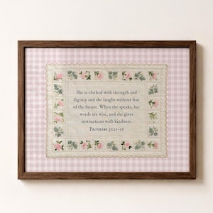 Proverbs 31 Wall Art for Christian Woman Farmhouse Decor for Bedroom Scripture Print for Home Gift for Mom (Physical Print)