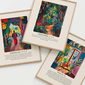 Ensemble de 3 oeuvres d'art murales chrétiennes pour décoration de salon pour impression neutre de versets bibliques pour une foi moderne Décoration d'intérieur pour oeuvre d'art murale encadrée