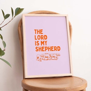 Psalm 23 Pink Vintage Print, Christian Poster, Printable Wall Art, Digital Download,Bible Verse Wall Art, Dorm Room Decor, Christian Art