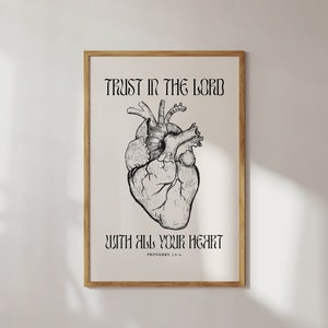 PROVERBS 3:5-6 | Trust In The Lord | Christian Merch | Vintage Christian Wall Art | Scripture Verse | Printable Wall Art
