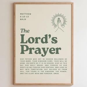 The Lord's Prayer Print: Retro Sage Green Christian Wall Art (Digital Download)