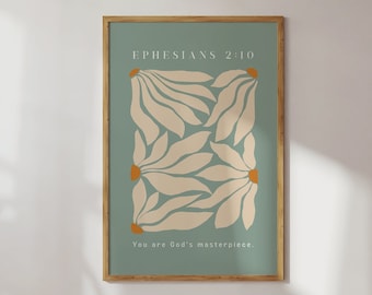 EPHESIANS 2:10 | Sage Green Wall Art | Digital Print | Aesthetic Christian Wall Art | Bible Verse Wall Art | Modern Christian Art