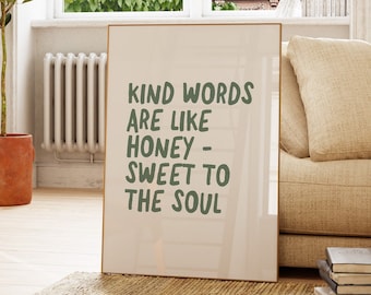 Liebe Worte sind wie Honig Print: Salbeigrün Christliche Wandkunst (Digitaler Download)