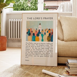 Das Vaterunser Moderne christliche Kunst Minimalistisches christliches Poster Bibelvers Wandkunst Illustration christliches Einweihungsgeschenk zum Ausdrucken