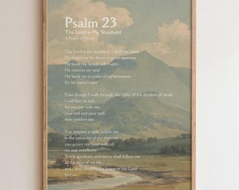 Psalm 23 Vintage Landscape Print: Christian Bible Verse (Digital Download)
