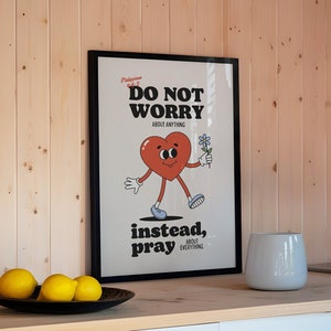 Filippenzen 4:6-7 retro christelijke mascotte kunstafdruk (digitale download)