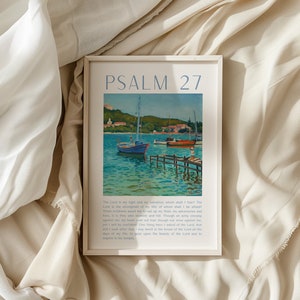 Psalm 27 Beachy Wall Art, Christian Wall Art, Tropical Decor, Bible Verse Wall Art, Trendy Apartment Housewarming Gift, PRINTABLE ART Poster