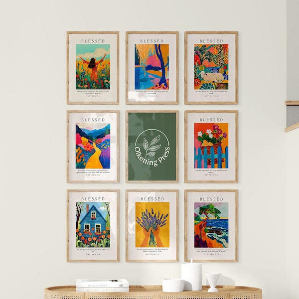 The Beatitudes Colorful Modern Christian Art Matisse Gallery Wall Bible Verse Wall Art Digital Download Trendy Cute Jesus Art