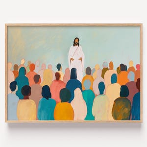 Jesus Teaching His Disciples Modern Christian Art Bible Verse Wall Art Printable Poster Watercolor Painting Digital Download Colorful Prints