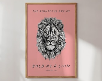 PROVERBS 28:1 | Lion Print | Aesthetic Christian Quote | Wall Art Prints | Digital Print | Printable Wall Art | Dorm Room Decor
