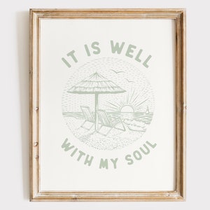 It Is Well Christian Wandkunst Bibel Vers Zitat Küsten Enkelin Drucke Grüne Wand Kunst Minimalist Glaube inspiriert Poster Wohnung Dekor