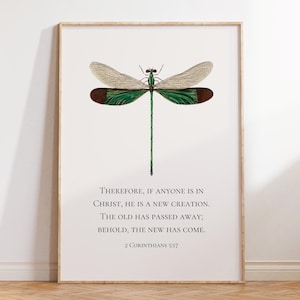 Dragonfly Print, Christian Wall Art, Garden Wall Art, Bible Verse Wall Art, Botanical Printable Art, Digital Download Home Decor, GardenCore