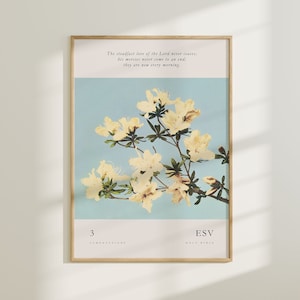 Stampa vintage Azalea, Lamentazioni 3, Arte della parete cristiana, Decorazione della parete autunnale vintage, Arte della parete stampabile, Arte della Bibbia cristiana, Regalo per lei