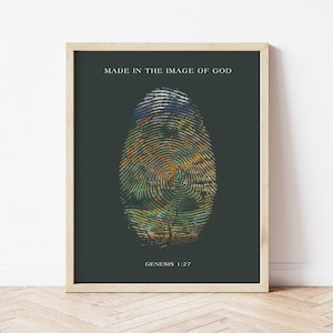 Bild Gottes in dunkelgrün Genesis 1:27, druckbare Wandkunst, digitaler Download, Bibel-Vers-Wandkunst, christliche Wandkunst, Pastor Wertschätzung