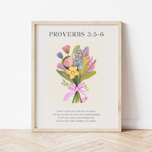 Estampados florales arte de pared para el regalo del día de la madre para el regalo de decoración del hogar cristiano para el hogar oficina versículo bíblico arte decoración de primavera arte de pared imprimible