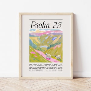 Psalm 23 Watercolor Sheep Painting for Christian Home Wall Decor for Christian Girl Baptism Gift Bible Verse Wall Art Digital Download Art