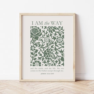 I Am The Way Vintage Poster for Christian Home Wall Decor for Housewarming Gift for Christian Woman Living Room Digital Download Bible Art